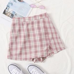 SHEIN split hem tartan skort
